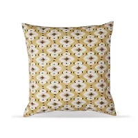 22"x22" Diamond Block Print Cotton Accent Decorative Throw Pillow Poly Filled Removable Insert Square Yellow