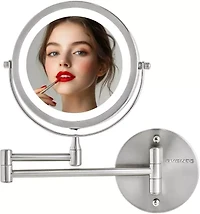 Dual-Sided Wall Mount Mirror with LED Light