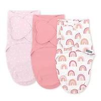SwaddleMe by Ingenuity Monogram Collection Baby Swaddle, 100% Cotton, 0-3 Months, 1.0 TOG, 3-Pack