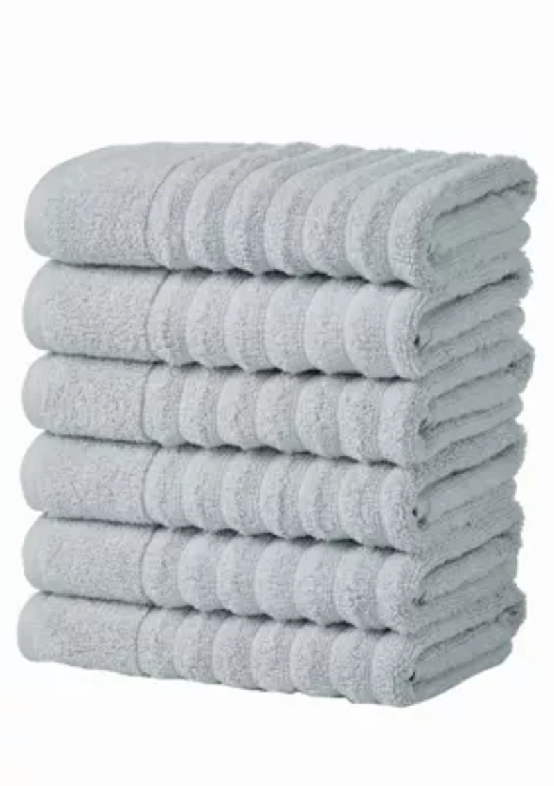 100% Cotton Ribbed 6 Pack Hand Towel