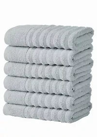 100% Cotton Ribbed 6 Pack Hand Towel