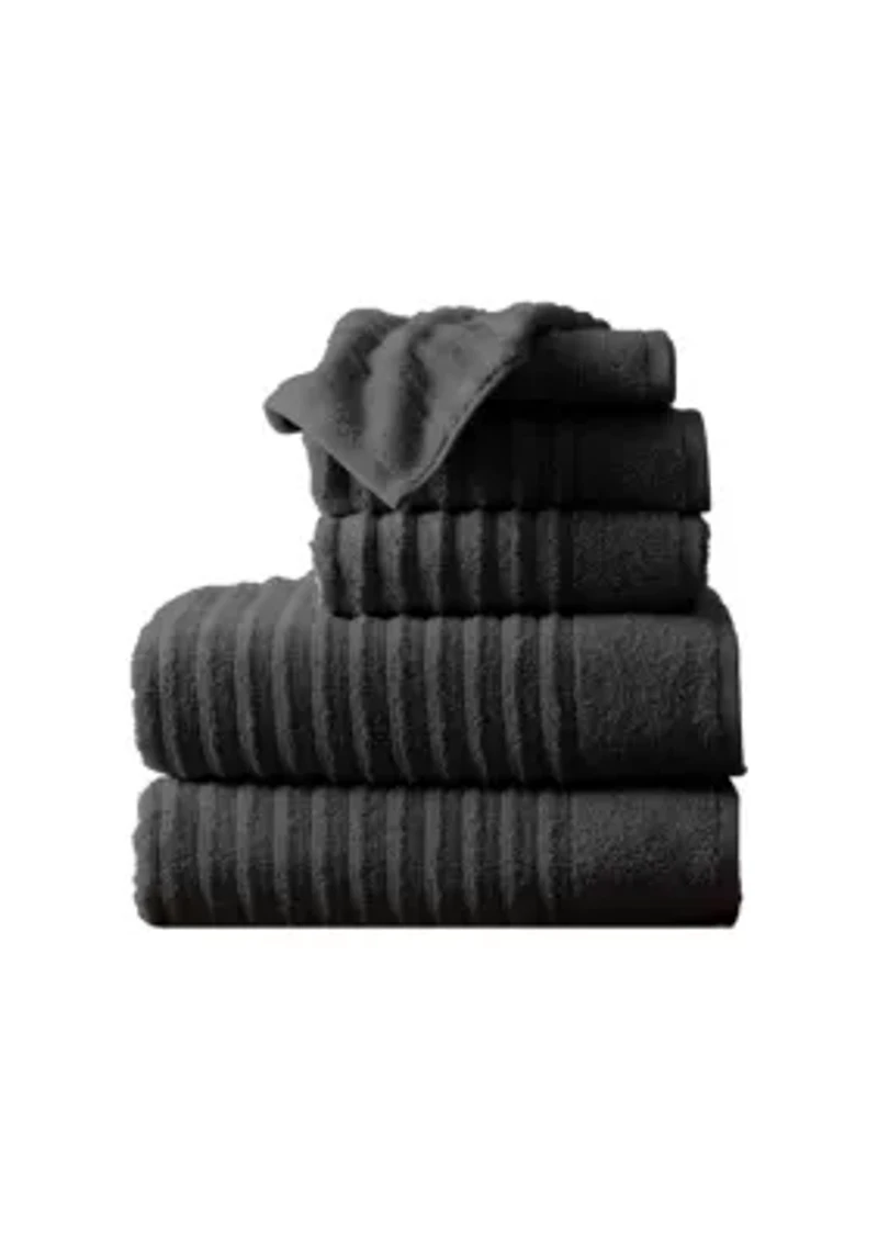 100% Cotton Ribbed 6-Piece Towel Set