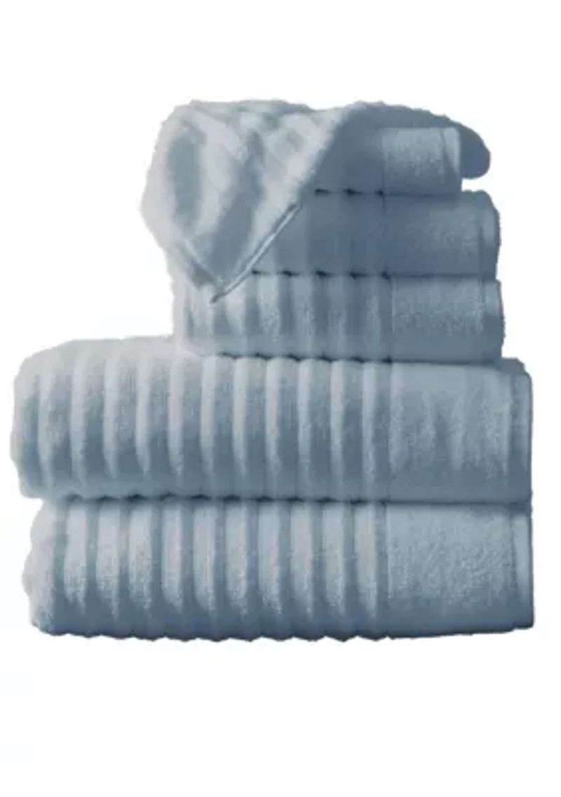 100% Cotton Ribbed 6-Piece Towel Set