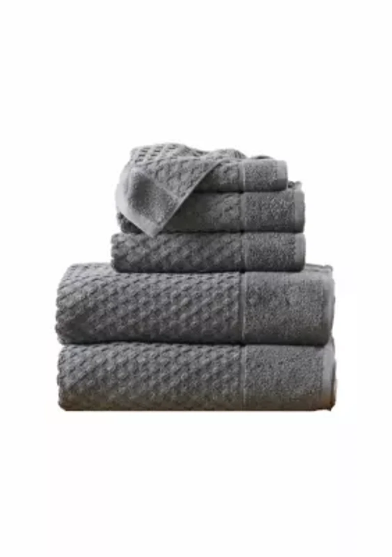 100% Cotton Waffle Diamond 6-Piece Towel Set