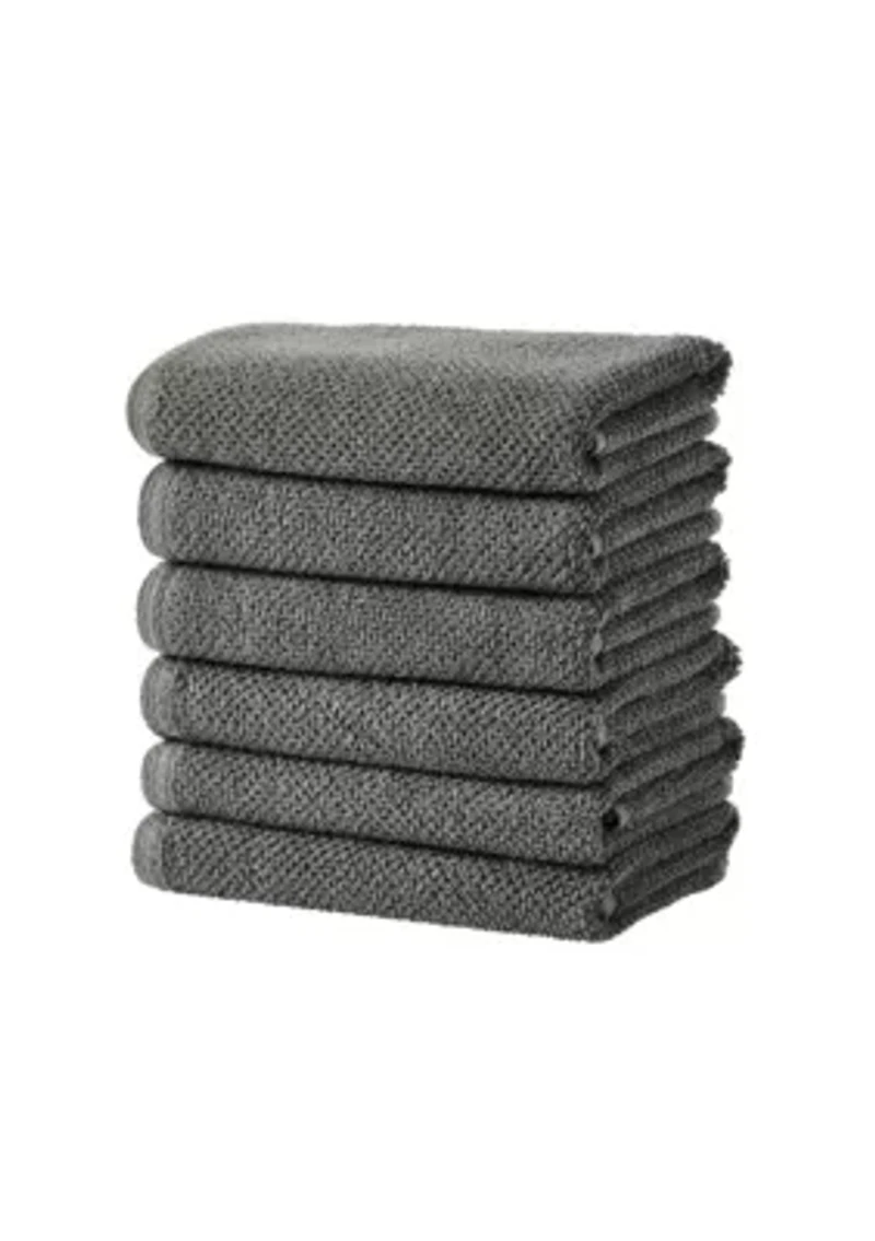 100% Cotton Textured 6 Pack Hand Towels