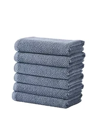 100% Cotton Textured 6 Pack Hand Towels