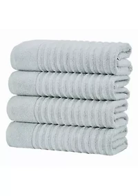 100% Cotton Ribbed 4 Pack Bath Towel