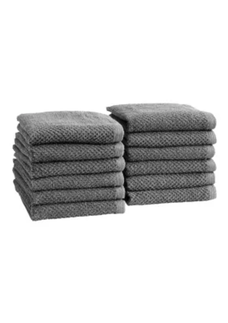 100% Cotton Textured 12 Pack Washcloth Set
