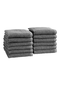 100% Cotton Textured 12 Pack Washcloth Set