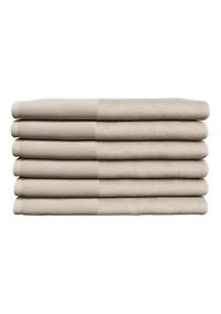 Cotton and Linen-Texture Border 6 Pack Hand Towel Set