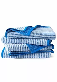 TOWN & COUNTRY LIVING 4-Piece Striped Reversible Terry Brights Mocha Brown Bath Towel Set