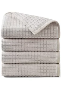 TOWN & COUNTRY LIVING 4-Piece Textured Windowpane Aqua Blue Bath Towel Set