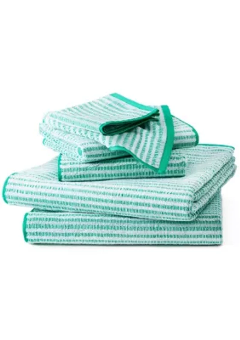 TOWN & COUNTRY LIVING 6-Piece Striped Reversible Terry Brights Mocha Brown Bath Set