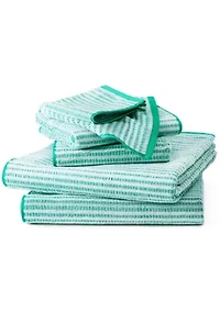 TOWN & COUNTRY LIVING 6-Piece Striped Reversible Terry Brights Mocha Brown Bath Set