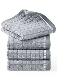 TOWN & COUNTRY LIVING 4-Piece Textured Windowpane Grey Washcloth Set