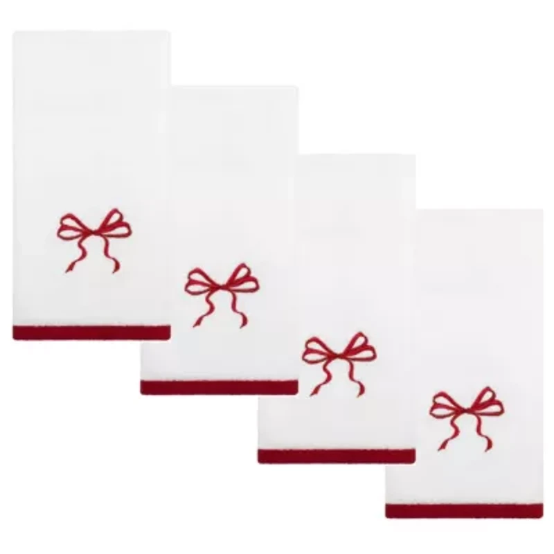 Christmas Bows Fingertip Towel - Set of 4