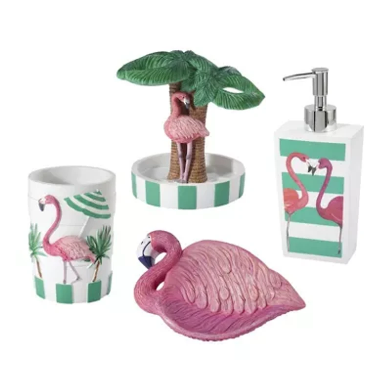 Flamingo Paradise 4pc Bath Accessory Set