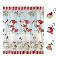 Holiday Cheer Shower Curtain Shower Hooks Set