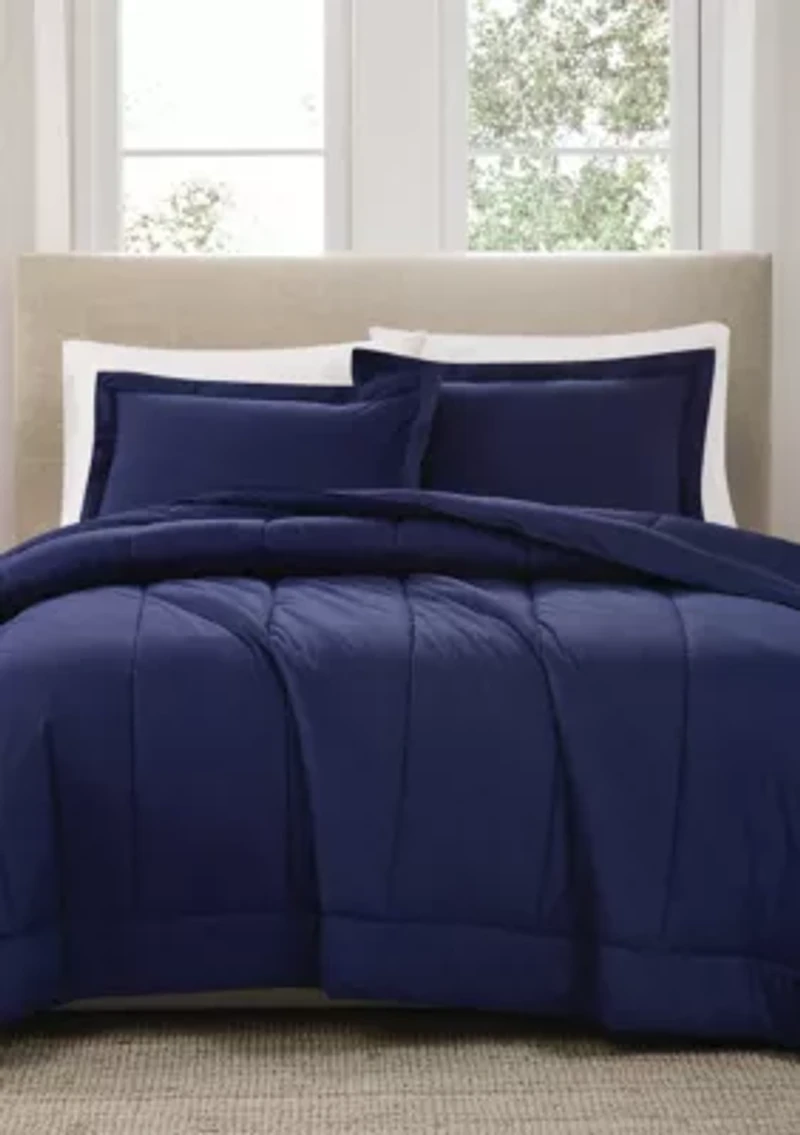 Brooklyn Loom Solid Cotton Percale Navy Twin/Twin XL 2 Piece Comforter Set