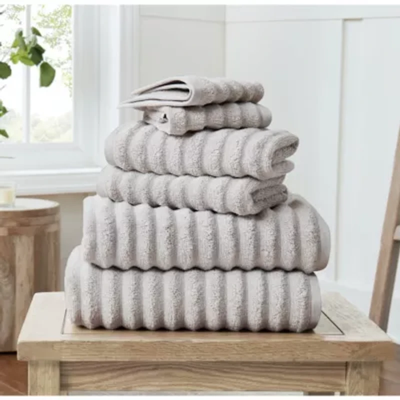 Christian Siriano NY Textured Zero Twist White 6 Piece Towel Set