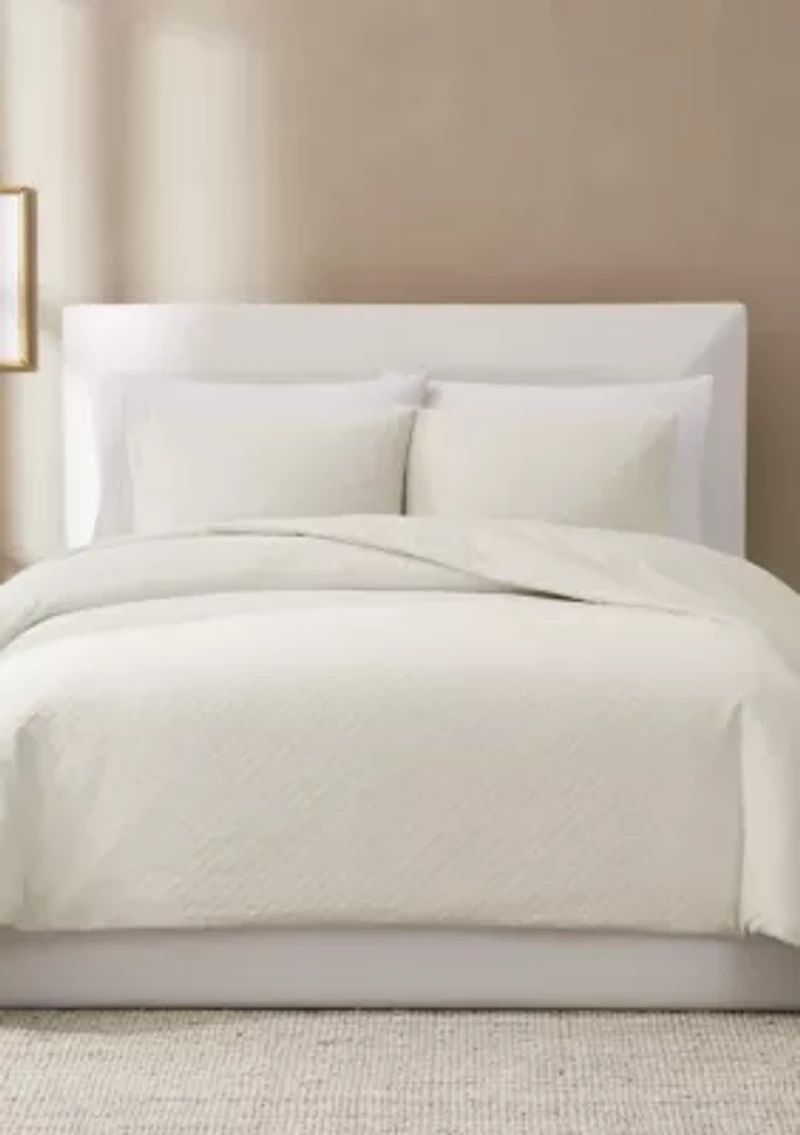 Brooklyn Loom Woven Texture Green Full/Queen 3 Piece Comforter Set