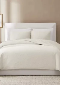Brooklyn Loom Woven Texture Green Full/Queen 3 Piece Comforter Set