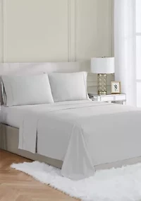 Borghese Roma 400TC Percale Cotton White King 4 Piece Sheet Set