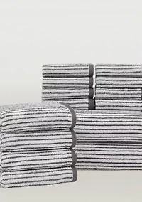 Brooklyn Loom Everyday Jacquard Stripe Rose 14 Piece Towel Set