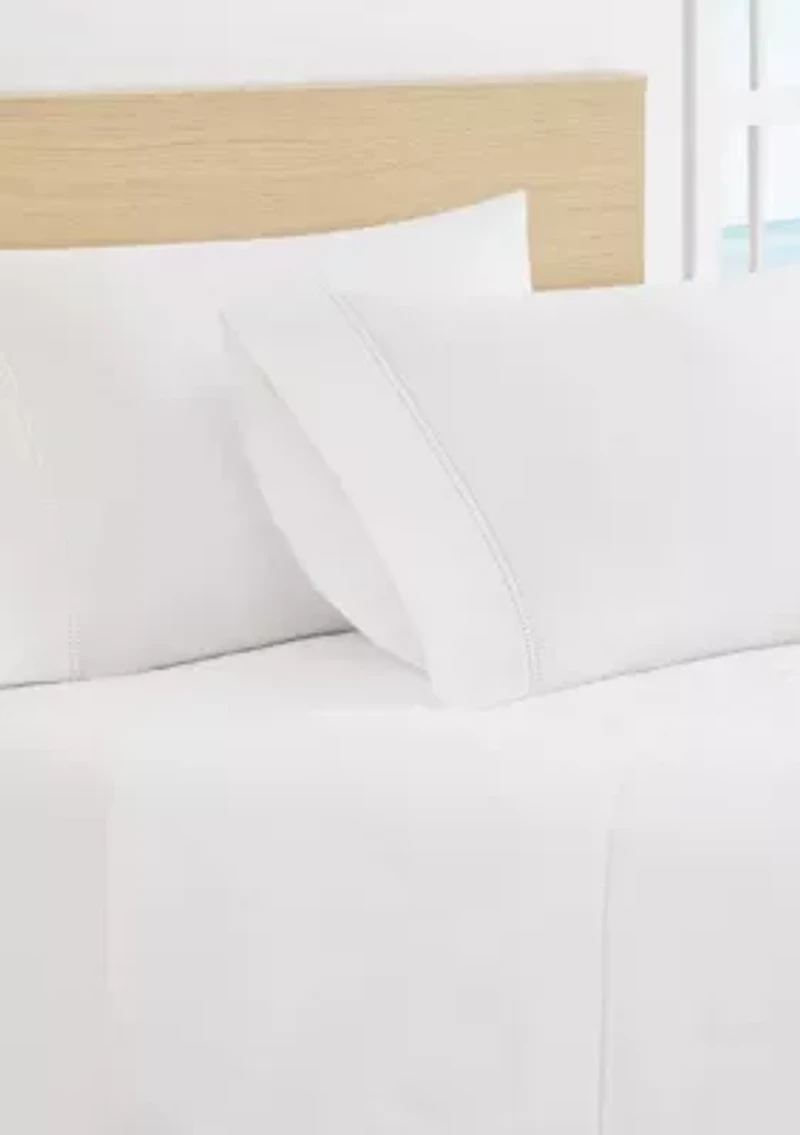Scout Pick Stitch 100% Cotton Percale White with Pink Lemonade Standard Pillowcase Pair