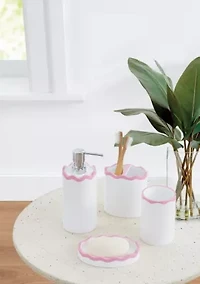 SCOUT Ric Rac White/Pink 4 Piece Bath Accessory Set
