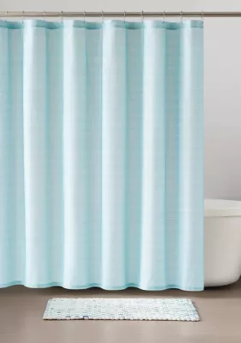 Scout Fine Lines White/Blue 72x72 Shower Curtain