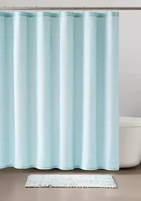 Scout Fine Lines White/Blue 72x72 Shower Curtain