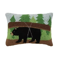 Canoe Bear Wool Hook Pillow
