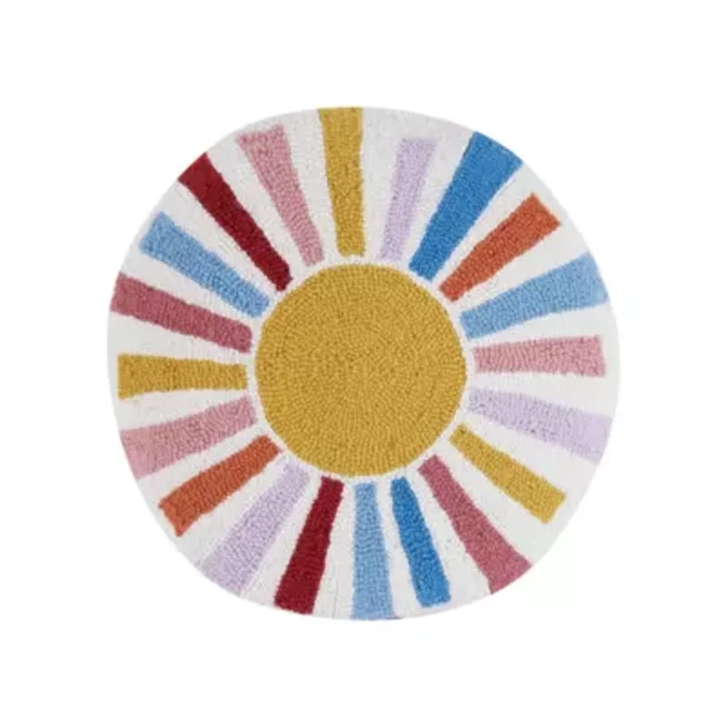 Rainbow Sun Wool Hook Pillow