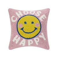 Choose Happy Wool Hook Pillow