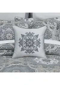 Lisbon 18" Square Embellished Decorative Throw Pillow