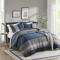 Boulder Stripe Pieced Faux Suede Comforter Set