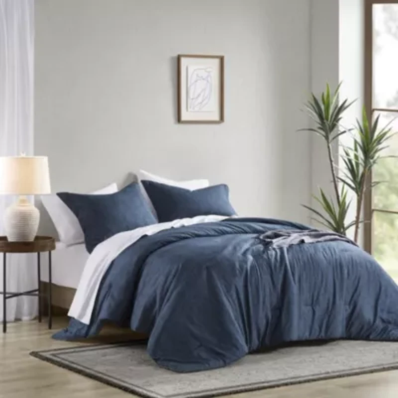Camden Chambray Print Solid Comforter Set