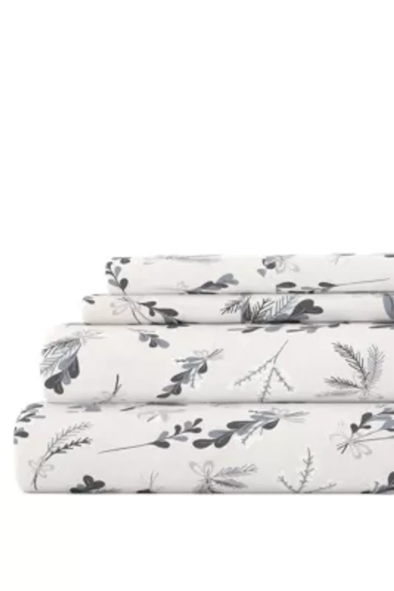 Sheet Set 4-Piece 100% Cotton Flannel Patterned Super Soft Bedding