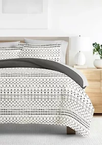 Bedding Bundle, Patterned Duvet Cover Set, White Comforter and Solid Sheet Set