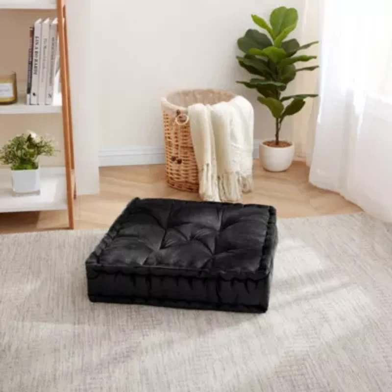 20" x Polyester Tufted Square Meditation Yoga Floor Pillow