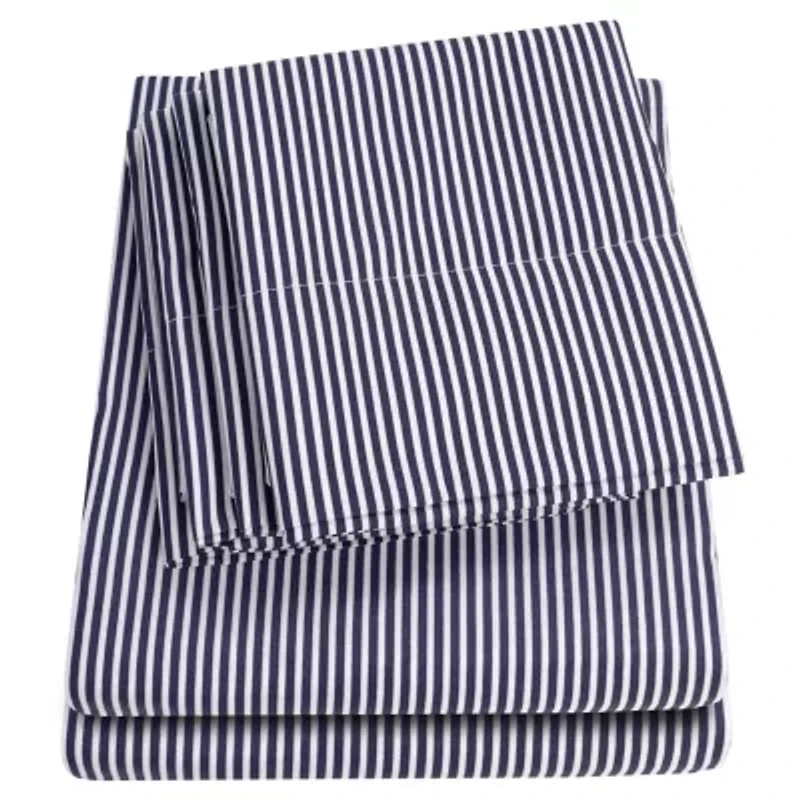 1500 Count Classic Stripe 6 Piece Microfiber Sheet Set