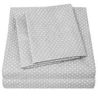 1800 Count Gray Pin Dot Print Microfiber Sheet Set