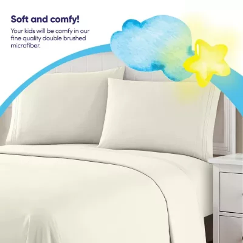 Kids Solid 4 Piece Sheet Set, Ultra Soft 1800 Series, Double Brushed Microfiber
