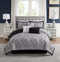 Sweet Home Collection 7 Piece Trieste Damask Jacquard Bedding Set