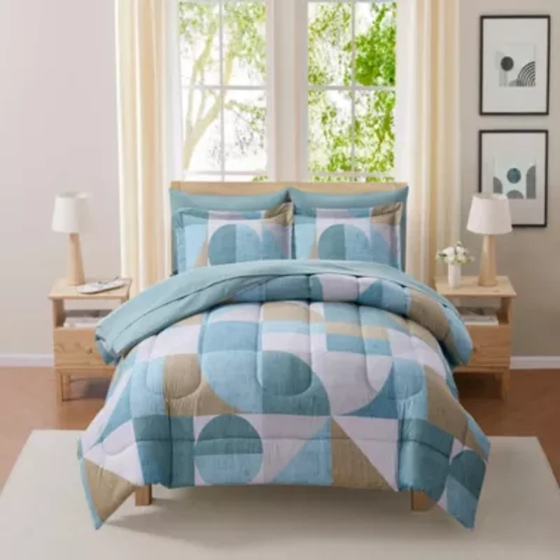 7 Piece Geo-Aqua Bedding Set