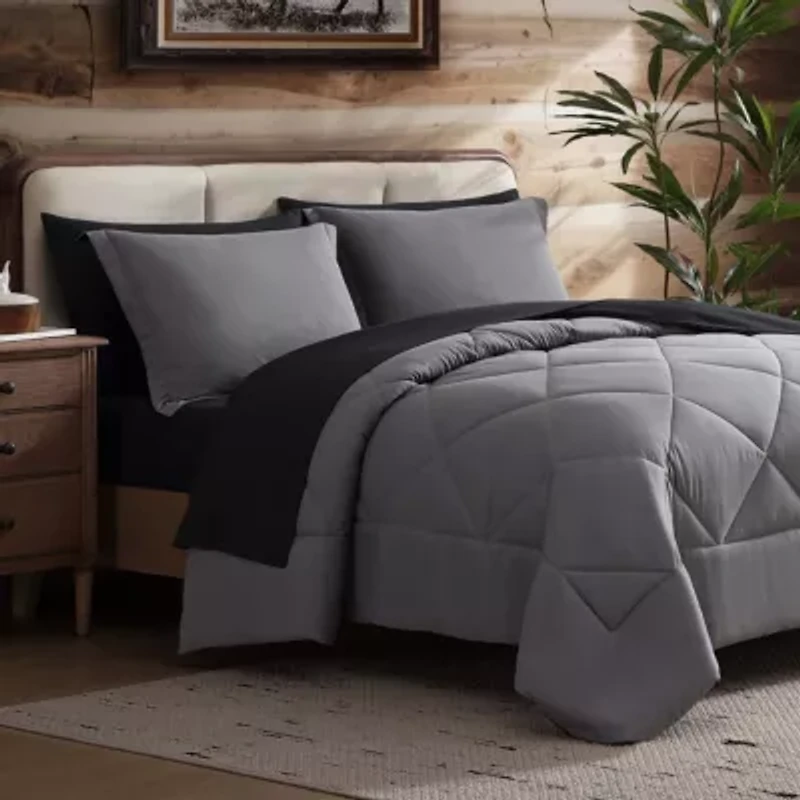 7 Piece Reversible Comforter & Sheet Set, All Season Bedding Set