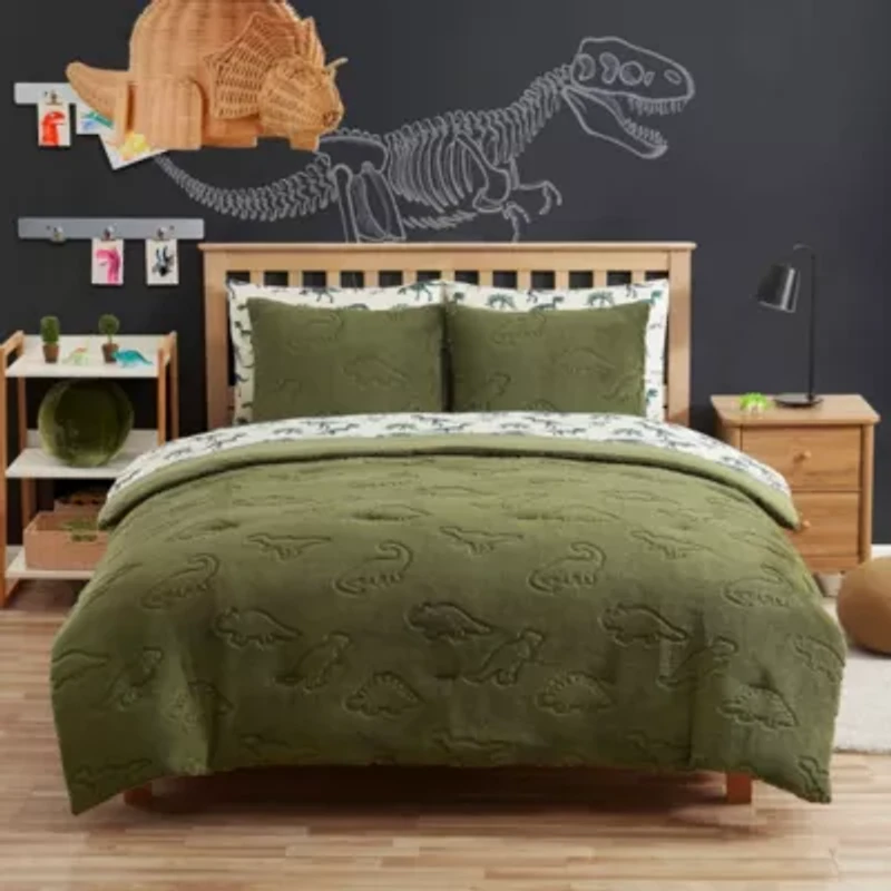 Dino Den Kids Embossed Bed a Bag Set with Printed Sheets