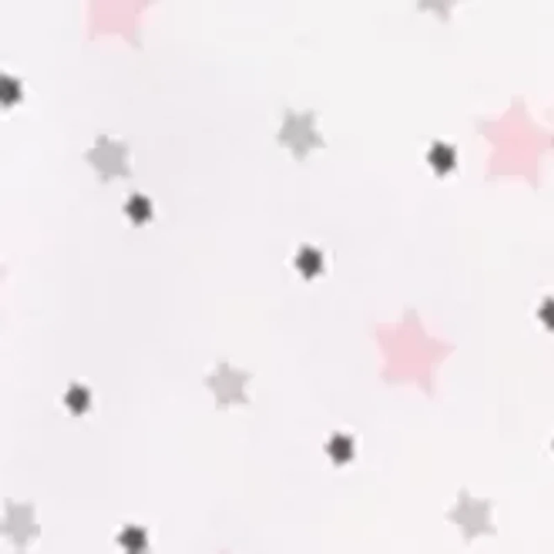Stars Kids Sheet Set White With Pink, Gray, Black