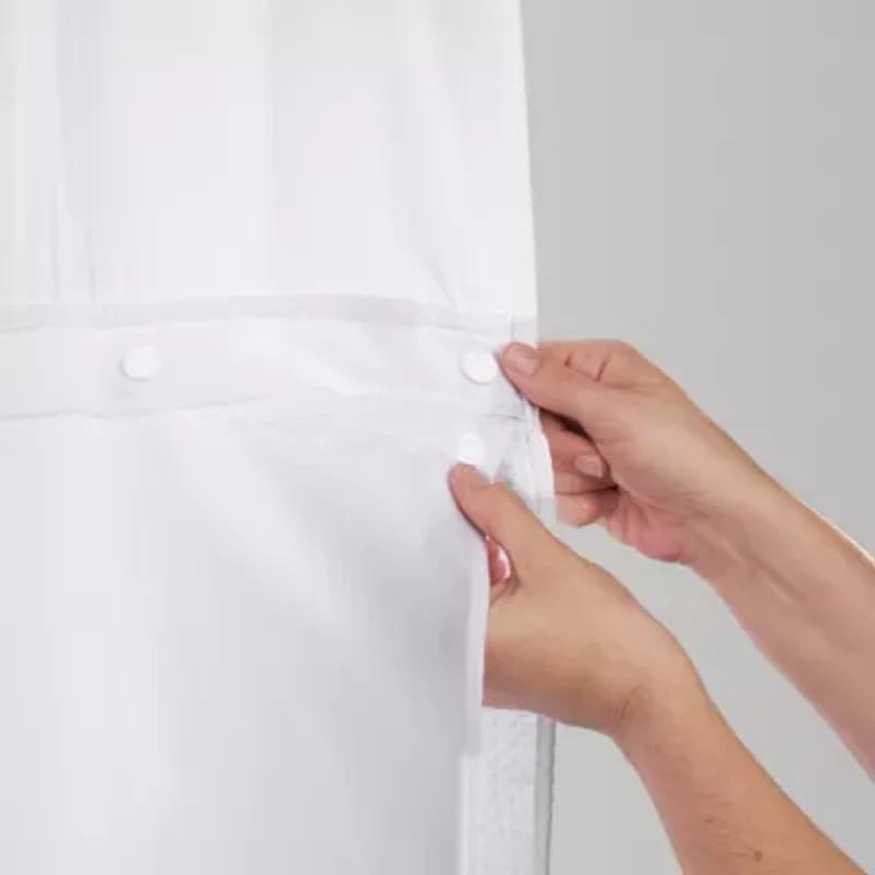 Hookless It's A Snap Shower Curtain Replacement Liner, Fabric Shower Curtain Liner with Magnets